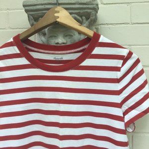 Madewell | Red & White Striped Cropped Tee